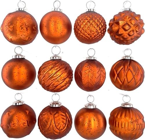 My-goodbuy24 Premium Weihnachtskugeln 12-teiliges Set Echtglas Glaskugeln Weihnachten Weihnachtsdeko Tannenbaumkugeln Glas Christbaumkugeln Set 7-8 cm I189