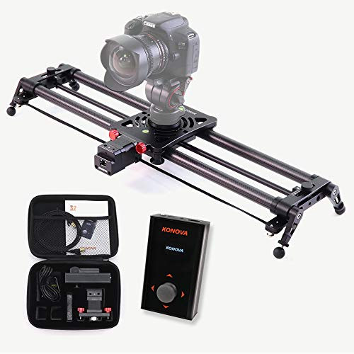 KONOVA Motorizzato P1 Series Carbonio Binario Slider Dolly with S2 for Parallax Panorama shot Live motion and timelapse supports Camera, Mobile phone, DSLR, Mirrorless with Bag (60cm)