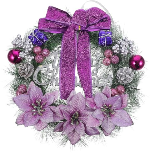SUPVOX Herbstkranz, künstlicher Weihnachtskranz, lila, 30 cm, Dekorationen für Zuhause, Friedhof, Veranda