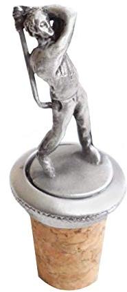 1000 Flags Golfer Golf Player Wine or Spirits Pewter Bottle Stopper