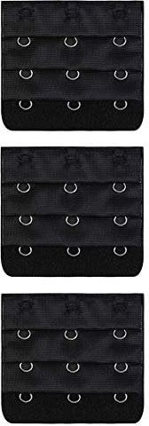 Lansonee 3 Pcs Women Comfortable Bra Strap Extenders Extensions Elastic Extender Set 3 Hooks (Black)