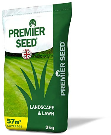 Premier Seed Quality Lawn Grass Seed (2kg) | Covers 60m² | Lush Green Lawn Repair & Overseeding