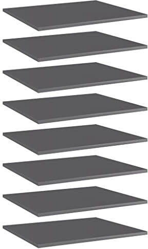 vidaXL Bookshelf Boards 8 pcs High Gloss Grey 60x50x1,5 cm Engineered Wood