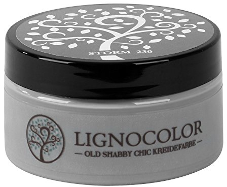 Lignocolor 100ml Kreidefarbe (Storm) Shabby Chic Lack Landhaus Stil Vintage Look Chalky finish