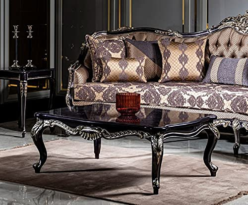 Casa Padrino Luxus Barock Couchtisch Lila/Gold - Prunkvoller Wohnzimmertisch im Barockstil - Handgefertigter Massivholz Tisch - Barock Wohnzimmer Möbel