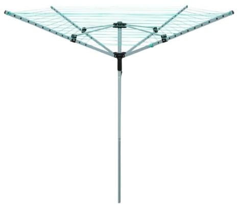 Garden Mile Tendedero giratorio de 4 brazos de 50 m, tendedero con estaca de metal y cubierta impermeable, giratoria, resistente, plegable, para exteriores
