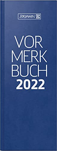 BRUNNEN 1078602302 Tischkalender/Vormerkbuch Modell 786, 2 Seiten = 1 Tag, 11,0 x 29,7cm, Balacron-Einband blau, linke Seite Kalendarium 2022, rechte Seite für Notizen