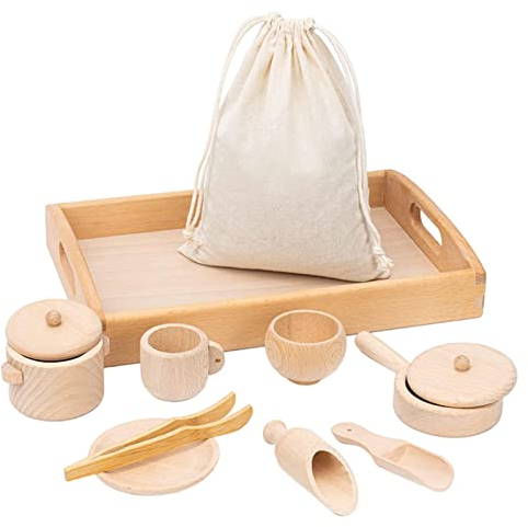 Ecoticfate Woodplicity Sensory Bin Tool Set, Toys, Sensory Toys, Wooden Scoops For Transfer Work And Fine Motor Learning, Motor Skills Development Scoop