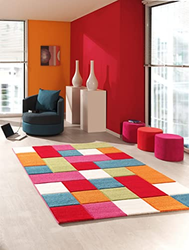 the carpet Monde Moderner Weicher Kinderteppich, Weicher Flor, Pflegeleicht, Farbecht, Lebendige Farben, Kariert, Bunt, 160 x 230 cm