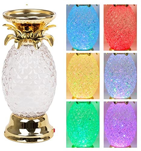 YAKii 9.5 Pineapple Lamp LED Color Changing,Tornado Maker Science Toy, Battery/USB Cable Operated,Christmas Day Decoration Golden