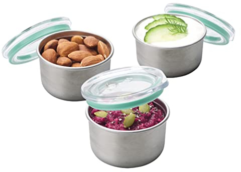 Smash Microwave Safe Stainless Steel Mini Dressing/Sauce Pots, Sage, 60 ml Capacity (Pack of 3)