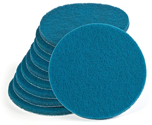 Wfix Klett Schleifvlies für Exzenterschleifer 150mm P400-500 mittel-fein - blau | 10 Stück | Schleifschwamm - Polierschwamm 150mm für Metall inkl. Edelstahl, Stein, Holz, Kunststoff etc