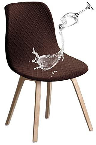 JUNZHE Muschelstuhlhussen Retro-Stuhlhussen Stretch-Spandex-Druck, Lounge-Eckstuhlschutz für Esszimmer, Küche, Party, Bankett, Club, Heimdekoration (Braun, 2er-Set)