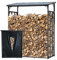 QUICK STAR Metall Kaminholzregal Anthrazit 143 x 70 x 185 cm mit Wetterschutz Kaminholzunterstand 1,8 m³ / 2,5SRM Kaminholzlager Stapelhilfe Aussen #1