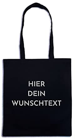 Pet-Jos Personalisierte Baumwolltasche mit Stickerei bestickter Stoff Jutetasche mit beliebigem Text oder Namen, bestickt individuelle Tragetasche Strandtasche (Schwarz)