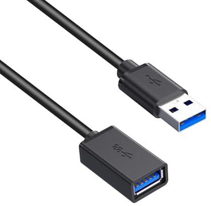 iYueMps USB 3.0 Extension Cable, 1.5m USB Male to Female Extender Cable Compatible for PC Printer,Scanner,Camera,USB Disk,Keyboard-Black