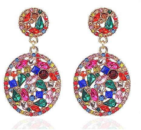 JUZICHEN Bunte Ohrringe Gross, Statement Glitzer Große Ohrringe, Modeschmuck Ohrring Bunt Hängend (Stil J)