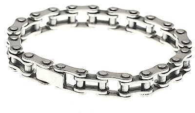 VOYADE S925 Sterling Silver Bicycle Chain Bracelet for Men, Personalised Vintage Sterling Silver Bracelet,Silver,20cm