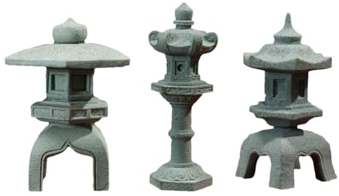 Cabilock 3 Stücke Japanische Steinlaterne Mini Pagode Statue Asiatische Deko Garten Skulptur Bonsai Pavillion Miniatur Dekoration Aquarium Ornament Feengarten Micro Landschaft Zubehör