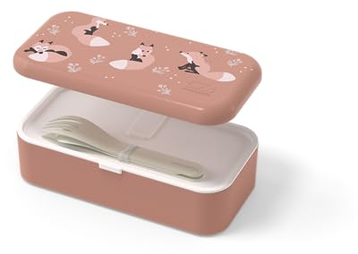 monbento - Lunch Box Enfant MB Foodie Fox - Renard - Avec Couverts Enfant MB Pocket Beige - Idéal Ecole/Parc - Sans BPA - Durable et Sûr