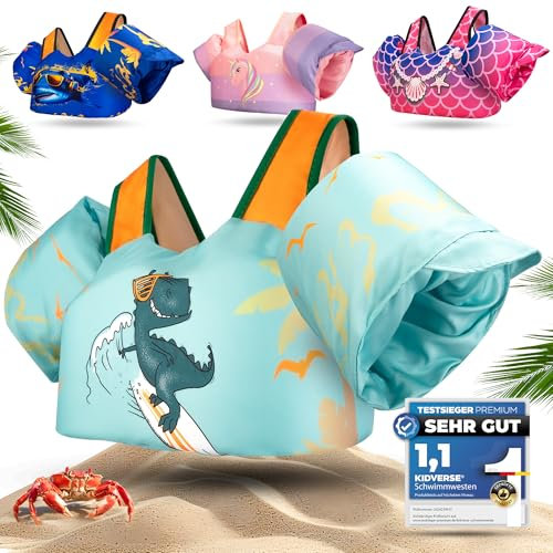 KIDVERSE Schwimmweste Kinder 2-6 Jahre - Geprüfte Qualität - Schwimmweste mit Schwimmflügel für Kinder - Schwimmhilfe für Jungen & Mädchen bis 30kg - Auftriebsweste Kinder - Schwimmtraining