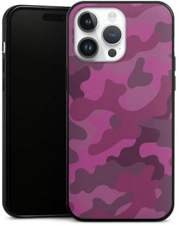 Slim Case extra dünn kompatibel mit Apple iPhone 14 Pro Max Silikon Handyhülle schwarz Hülle Camouflage Bundeswehr Muster