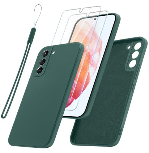 Vauki Coque pour Samsung Galaxy S21 5G avec 2 Pièces Verre Trempé, Etui Souple TPU Silicone Antichoc Anti-Rayures Ultra Fine Housse Compatible avec Samsung Galaxy S21 5G, Vert