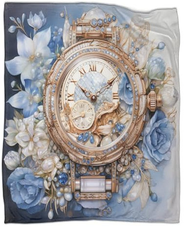 Weiche, gemütliche 3D-Uhr, Dicke warme Fleecedecke, Bett, Couch, Sofa, Überwurf, Herbst/Winter, Flauschige Decke, 100 x 130 cm