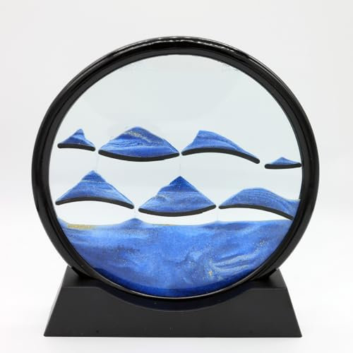 RCQD Sablier Decoratif Cadre Sable Mouvant 3D art du sable en mouvement Peinture de Sable Qui Coule Convient pour Kits de Sable pour Enfants Cadeaux (bleu,7,Niveau 3)
