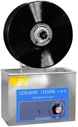 MNBVH Limpiador Ultrasónico De Discos De Vinilo/Lavadora De Discos, 6 Piezas Una Vez, Sincronización De 0 A 20 Minutos, Elevable, Limpieza Profunda, con Kit De Rejilla De Secado