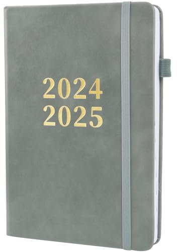 Moseem Akademischer Kalender 2024–2025 – A5 Seite pro Tag Terminplaner 2024/25, Planer 2024–2025 von August 2024 bis Juli 2025, Hardcover, 2 Lesezeichen, elastischer Stifthalter, Gesäßtasche, 21,5 x