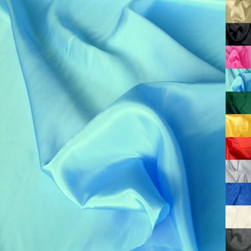 TOLKO 1m Futterstoff Meterware Futter-Taft | Blickdicht knitterarm | universal Stoff Dekostoff Kleiderstoff Hochzeitsstoff Kostümstoff | Stoffe zum Nähen Meterware Dekorieren (Türkis)