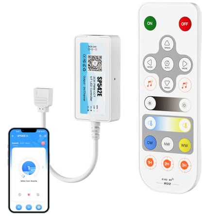 SEZO PWM CCT WiFi LED Controller 2.4GHz RF LED telecomando DC5V-24V Bluetooth Control per strisce LED Fcob cob compatibile con Alexa Google Home Control SP542E