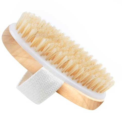 Cepillo de Cerdas Naturales para El Cuerpo, Cepillo Seco para Celulitis, Body Scrub, Dry Brush, Cepillo Exfoliante Corporal, Drenaje Linfatico, Eliminación Anticelulitico con Mango Madera Ergonómico