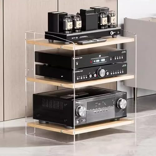 Audio rack hifi regal Acryl Klar AV-Komponenten-Medienständer, 3/ 4-stufig Offene Regale Audio-Video-Medien-Schrank/ Audio Stereo Rack, Mit Verstellbarem Laminat, Für Wohnräume(Style1,3 TIER- 60.6cm/2