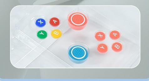 Handheld Game Console Joystick Cap Accessories for Powkiddy X55/X70 RGB20S X28, Decorative Colorful Keyboard Stickers (Red and Blue Joystick Set)