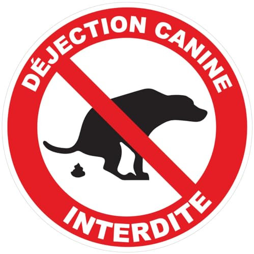 Ambiance Sticker Autocollant Panneau de Signalisation Adhesive Pipi de Chien Interdit Signalétique Laminé Plastifié Résistant à l'eau et aux UV - Ne pas Laisser les Chiens Uriner Rond - 25 cm ⌀
