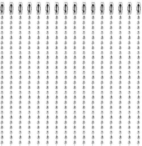 Bewudy 100Pcs Ball Beads Chain Bulk, Silver Keychain Rings Metal Chain, 4.72 Inch Dog Tag With Connectors for Jewelry Making DIY Hanging Holidays Decor (10CM/3.8)