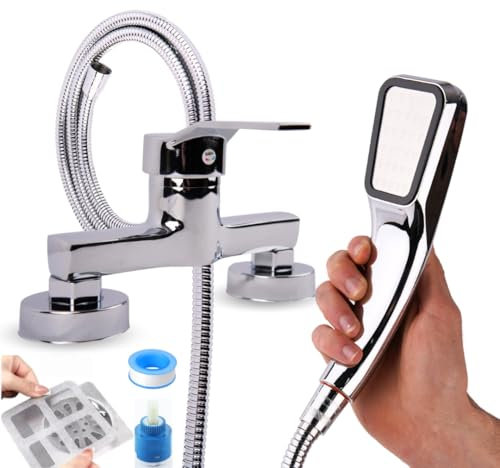 Tepuy Legacy · Grifo Ducha Monomando de Latón Cromado · Grifo Pared Baño · Incluye Manguera 1,5m · Cabezal 300 Orificios · Válvula Repuesto · Filtro Desagüe · Teflón · Diseño Moderno