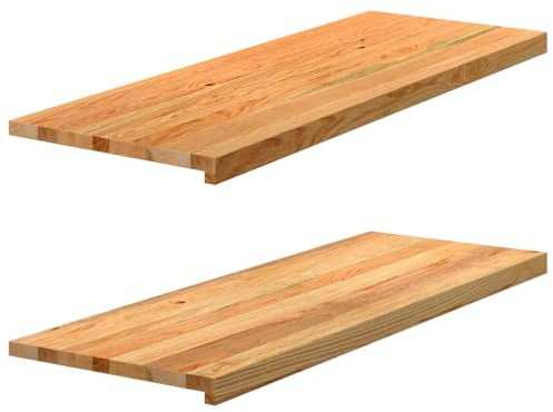NQJIBUE Home Garden, alféizar de ventana, 2 piezas, marrón claro, 110 x 40 x 2 cm, madera maciza de roble