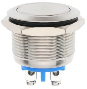 OTOTEC 1pc Pulsador Momentáneo 22 Mm Interruptor Arranque Acero Inoxidable CC 5 A 250 V CA Profundidad Rosca 13 Mm Automóviles Motocicletas Barcos Interruptor de Contacto Momentáneo
