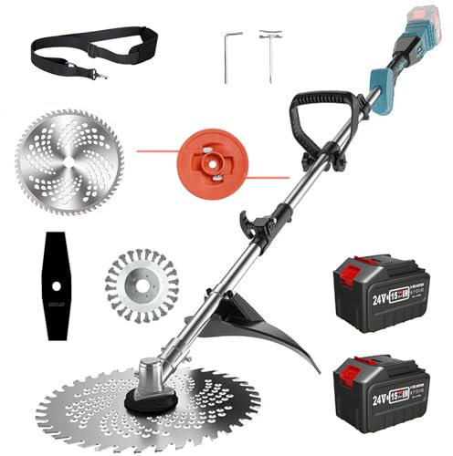 Cordless Strimmer for Makita Batteries, Garden Strimmer Cordless with Trimming Line, Brush Attachments, and Blades (2 Batteries and Charger)