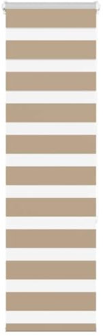 Brokky 4014536 Zebra Blind Sand Brown 45x150 cm Fabric Width 40.9 cm Polyester Day Night Blind Zebra Roller Blinds Blackout Window Curtain For Bedroom Door Windows Aluminium Cassette Translucent Visio