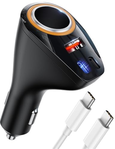 4 in 1 Auto Ladegerät [Dual PD30W+QC30W] Zigarettenanzünder USB Verteiler 12V KFZ Ladegerät 170W Schnellladung Mini USB Adapter Steckdose für iPhone 17 16 Samsung S25 S24 Huawei GPS Dash Kamera
