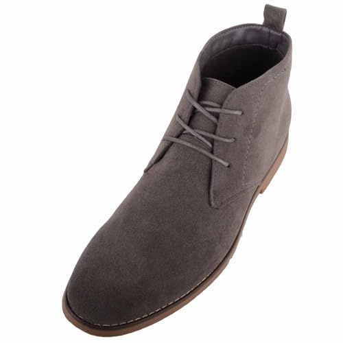 ABSOLUTE FOOTWEAR Stivale Chelsea casual da uomo con lacci in finta pelle scamosciata, Grigio, 42 1/3 EU