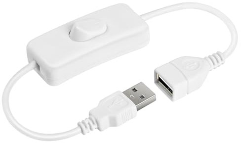 AXFEE USB Switch Cable, USB-Switch Extension Cord, Usb-A Male to Female Cable with On/Off Switches, usb Extension-Cable for LED Desk Lamp, Driving Recorder, Fan, LED-Strips (White)