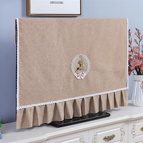KANLVU Elegant Tv Dust Cover with Built-In Screen Protector Universal Indoor Television Cover, Anti-Scratch Display Protector, 32-65 Inch Tv Cover(Curry,50 inch)