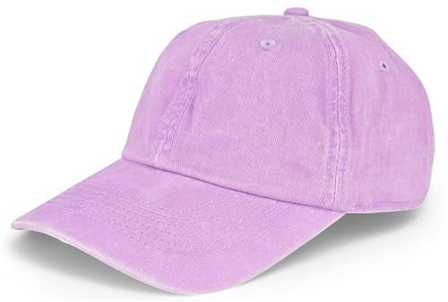 styleBREAKER Cappellino Unisex Baseball Look Vintage Regolabile 6-Pannelli Cappy in Look Washed con Visiera Curvata in Cotone Cappello Retro per Donna e Uomo, Lillà
