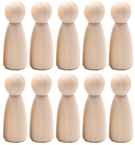 10 Stück Holzfiguren,Spielfiguren Holz,Holzfiguren Zum DIY Bemalen Und Basteln,Holzkegel,Handwerk,Bunte,Perfekt Zur Hochzeit Oder Geburtstagsdeko,Individuell Gestalten für Eine Personalisierte Deko.