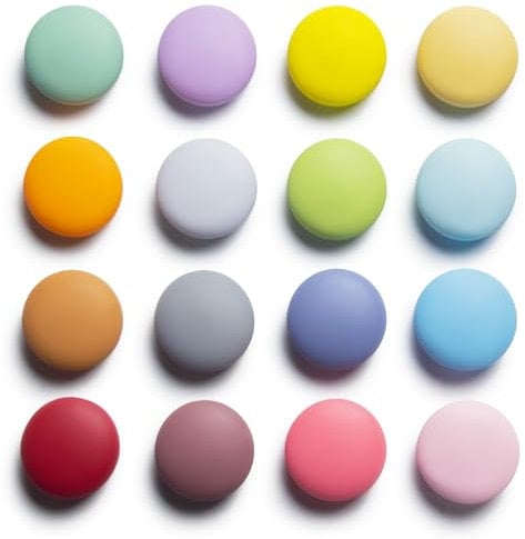 SUNURS Kühlschrankmagnete, niedlich, bunt, glänzende und matte Oberfläche, Kühlschrankmagnete für Whiteboard, Spind, Küche, Büro, starke dekorative Magnetaufkleber, 16 Farben, Multipack, 16/9 Stück